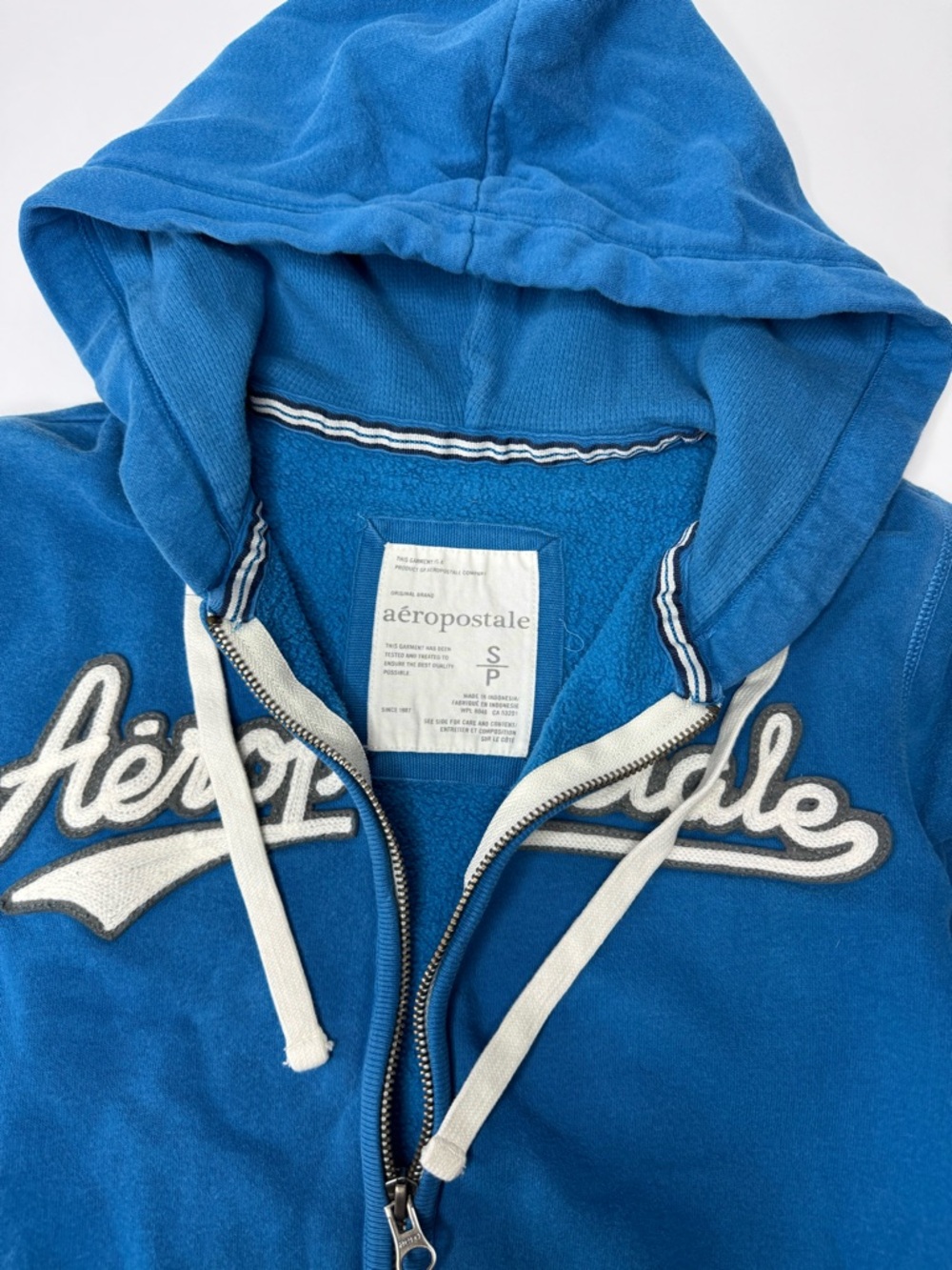 Aeropostale Y2K Blue Full Zip Embroidered Graphic Hoodie 2010 Size Women’s S - Picture 2 of 8